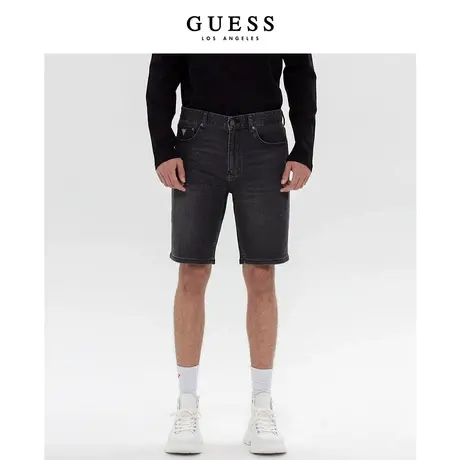 【38上新季】GUESS  男中腰直筒牛仔短裤薄款宽松休闲五分裤商品大图