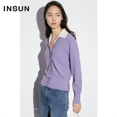 COVER春季微落肩收腰撞色POLO领针织衫图片