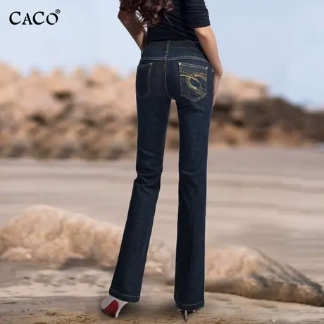 微喇牛仔裤女长裤弹力修身显瘦中腰喇叭裤时尚优雅684#断码特惠商品大图