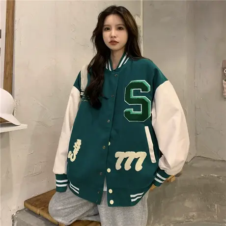 vintage外套女春秋小香风上衣高级感炸街美式复古夹克棒球服ins潮商品大图