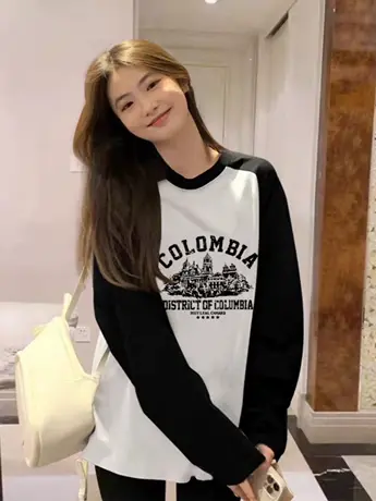 早秋2023新款女装仿棉长袖t恤女冬季欧货时尚洋气内搭打底衫上衣图片