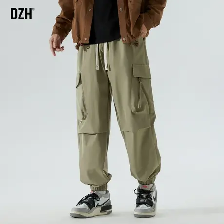 男士登山裤绿色工装裤2024新款男休闲裤男款运动裤美式束脚冲锋裤商品大图