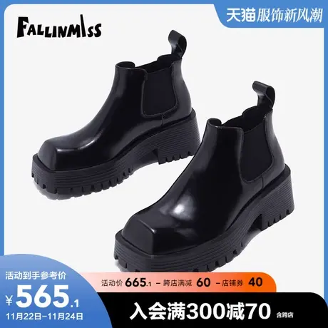 非谜方糖鞋冬新款头层牛皮切尔西靴欧货爆款厚底靴子女短靴潮商品大图