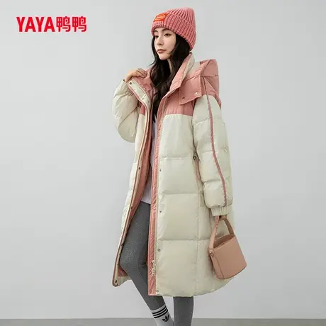 【鸭鸭甄选】鸭鸭羽绒服女2023年冬季新款加厚中长款连帽保暖外套图片