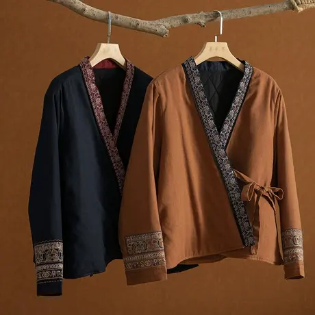 享永子【中式国风美翻天】斜襟系带小众设计棉服棉衣加厚秋冬外套商品大图