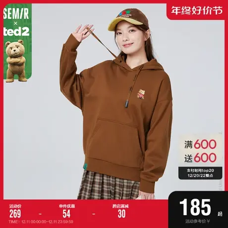 [商场同款]森马x 翻逗熊 联名系列卫衣女加绒2022冬新款宽松上衣图片