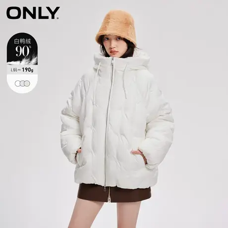 【甄选专享】ONLY2023冬季新款90白鸭绒保暖连帽短款长袖羽绒服女商品大图