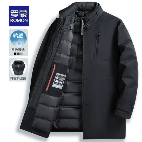 【可拆卸领】罗蒙休闲风衣羽绒服2023冬季中长款商务爸爸装外套男图片