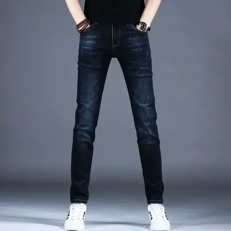 高档弹力牛仔裤男款潮牌2024新款春秋裤子潮流修身小脚蓝色休闲裤商品大图
