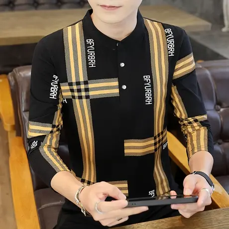 潮牌春秋印花打底衫男款2024年新款青年休闲男士长袖t恤潮流有货商品大图