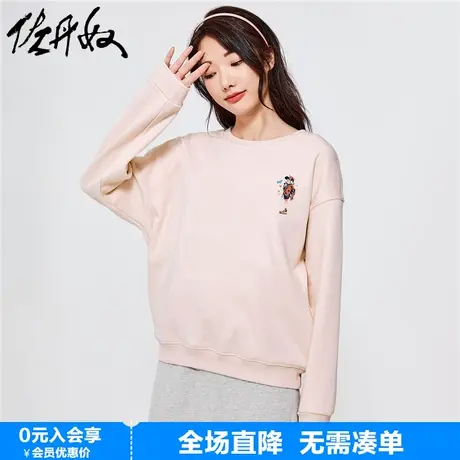 佐丹奴联名卫衣女新款加绒套头衫宽松减龄漫画印花上衣女99393380图片