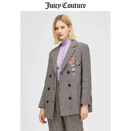 Juicy Couture橘滋春季新款美式休闲格子复古西装时尚双排扣外套商品大图