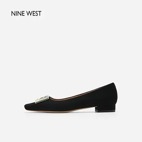 Nine West/玖熙方头浅口单鞋2023年秋季新款法式晚风反绒单鞋女鞋商品大图