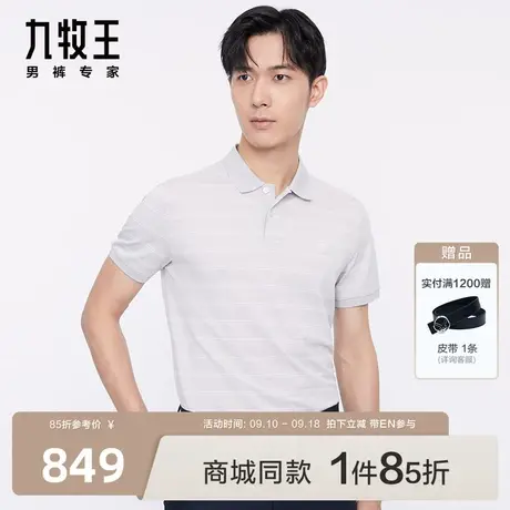 [商场同款]九牧王男装JT2C22317短袖T恤23夏季新款含桑蚕丝凉感EN图片