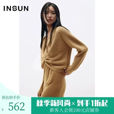 恩裳COVER冬季2022羊毛时尚交叉扭结设计感两件套毛织连衣裙图片