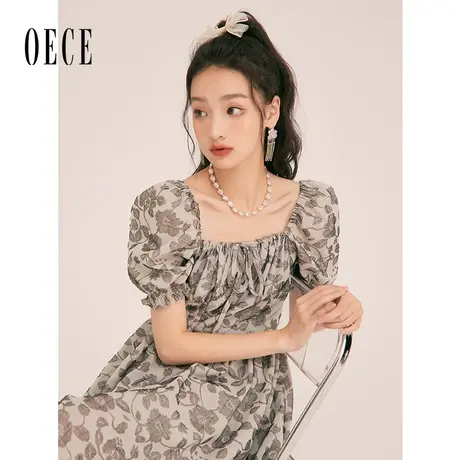 Oece复古港味连衣裙2023春夏季新款女装高级感裙子法式气质中长裙图片