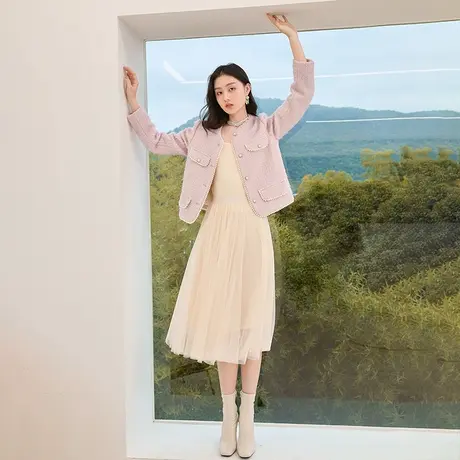 【直播间】香影小香风毛呢外套女2023年秋冬新款名媛风法式小个子商品大图