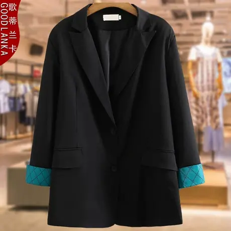 中年妈妈西装外套春秋装2022新款时尚加肥加大码女装休闲西服外套图片