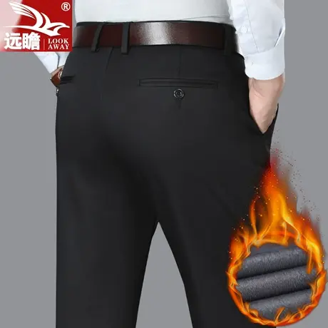 秋冬季中年男士休闲裤直筒宽松中青年加绒加厚西裤爸爸装裤子长裤商品大图