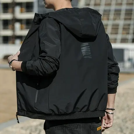 夹克男士外套2023春季新款薄款潮牌连帽时尚休闲运动防风上衣男装商品大图