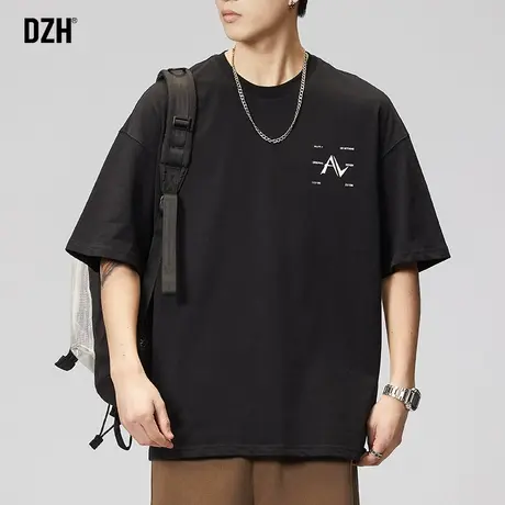 男士黑色显瘦t恤纯棉短袖男潮牌潮流男装衣服体恤衫半袖男款夏季商品大图