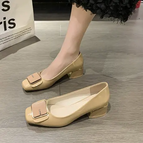 永希法式单鞋女2023新款春夏一脚蹬配裙子气质名媛小众粗跟高跟鞋图片