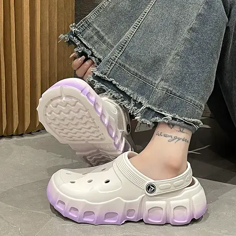 洞洞鞋女夏季外穿厚底增高防滑学生包头凉鞋时尚沙滩凉拖鞋ins潮商品大图