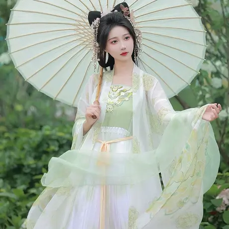 【如梦霓裳丨半夏】唐制原创汉服诃子裙夏季绣花诃子裙高腰大袖衫图片
