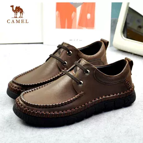 Camel/骆驼男鞋秋冬新品牛皮商务休闲舒适透气系带皮鞋A294155859图片