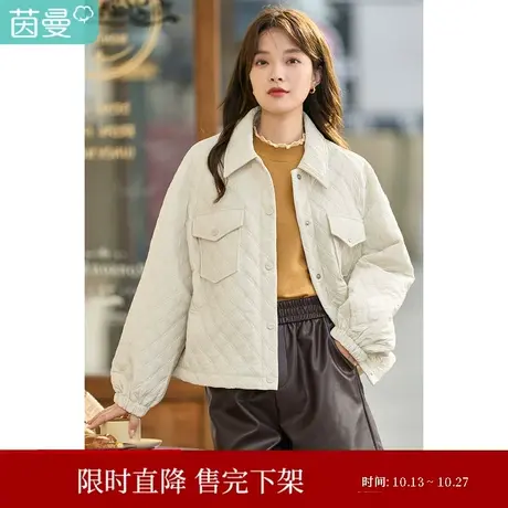 茵曼2023春女装新款田园翻领袖子束口下摆抽绳短款宽松外套上衣图片
