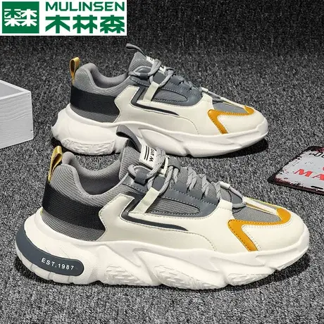 木林森软底休闲老爹鞋秋季2023新款潮流男士运动鞋网红爆款鞋子男商品大图