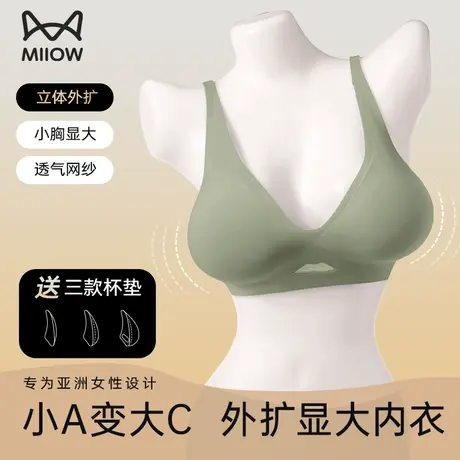 猫人外扩型胸内衣女小胸聚拢平胸显胸大加厚无钢圈6cm韩国文胸罩图片
