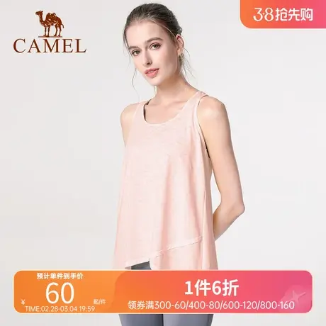 骆驼瑜伽服女春夏宽松瑜珈t恤无袖运动背心外搭罩衫健身透气上衣商品大图