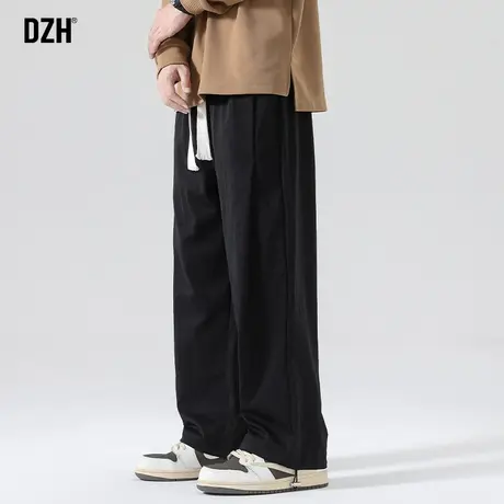 男生黑色速干裤子男夏季薄款休闲裤直筒宽松阔腿裤2023新款直筒裤商品大图