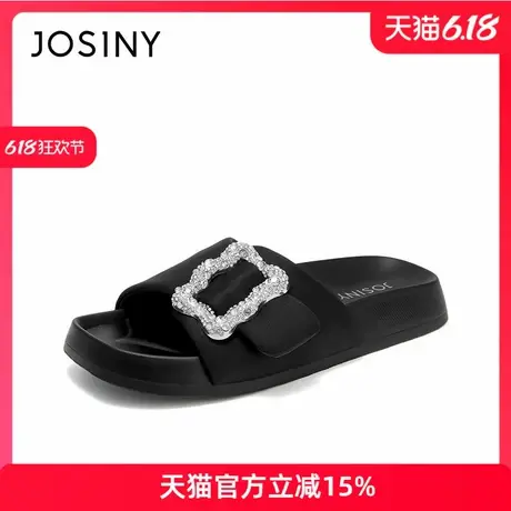 卓诗尼2024夏季新款拖鞋女夏外穿时尚居家凉拖轻便黑色外穿拖鞋图片
