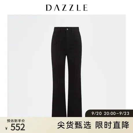 DAZZLE地素奥莱 春季黑色时髦百搭直筒牛仔裤女图片