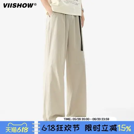 VIISHOW复古重磅星空呢直筒休闲裤男夏季潮牌宽松百搭垂感弯刀裤商品大图