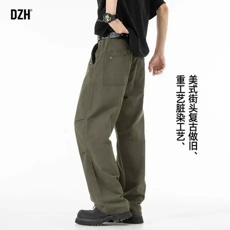 男士军绿色速干工装裤男夏薄款高级感痞帅青少年直筒裤子2025新款商品大图