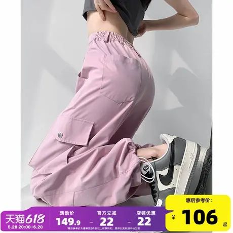 唐狮工装裤女2024春夏新款甜酷设计感蝴蝶结大口袋休闲阔腿长裤X商品大图
