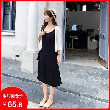 绮娑2023夏装新款V领大码吊带裙波点中长款胖mm连衣裙显瘦遮肉商品大图