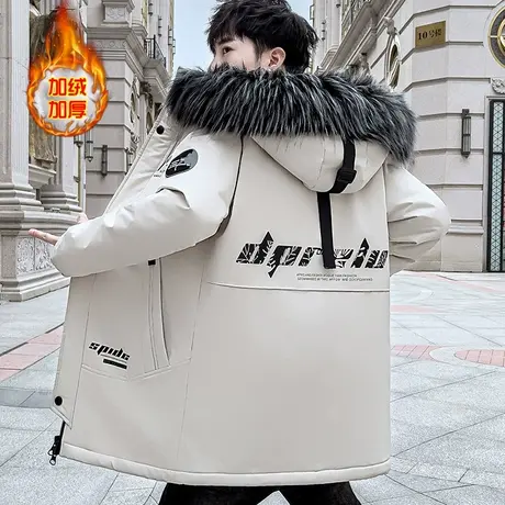 中长款外套男士2023年新款冬装潮流秋冬季大学生风衣加绒加厚夹克商品大图