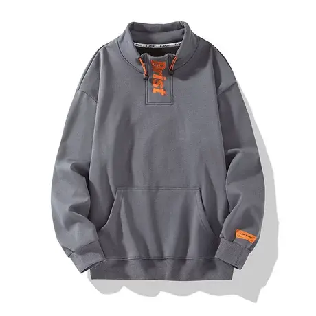 秋季新款男士卫衣宽松潮流半高领长袖t恤男秋装外套帅气百搭上衣商品大图