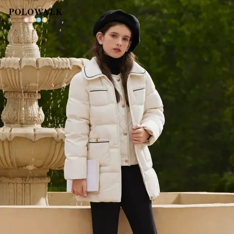 POLOWALK童装女童中长款羽绒服2025年新款秋冬中大童外套保暖潮图片