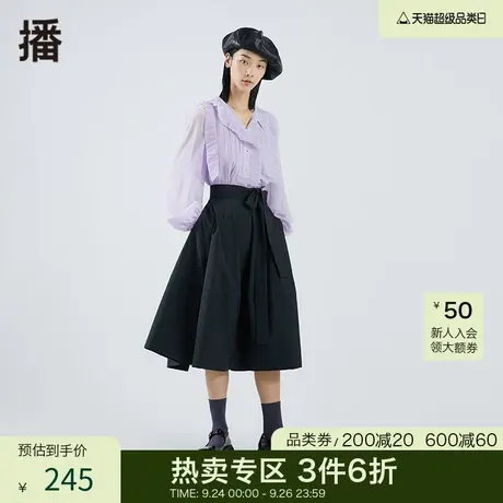 播夏季新款百褶边装饰半开襟衬衫系列女DDP2HD9213图片