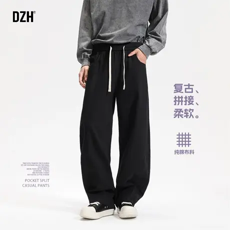 男士纯棉工装裤男款直筒高级感痞帅2025新款黑色裤子休闲秋季长裤商品大图