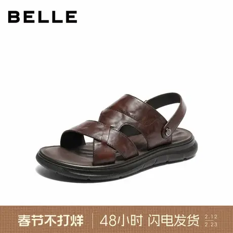 百丽男士休闲软底透气凉鞋26夏季新款牛皮两穿凉拖爸爸鞋A2352BL6商品大图