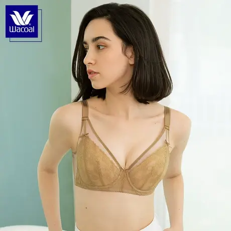 华歌尔Wacoal薄款蕾丝不凸点全罩杯大胸显小红品内衣女文胸WB8432图片