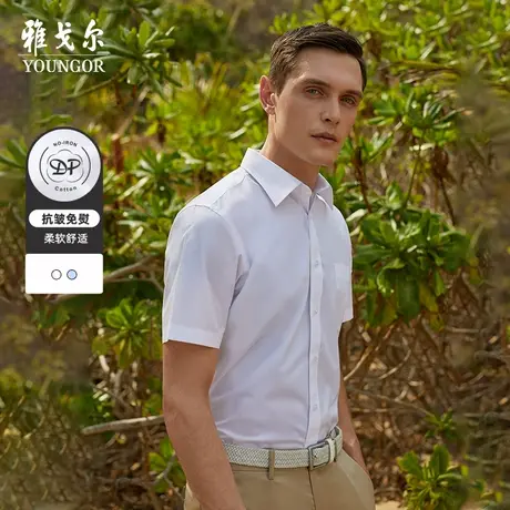 【DP免烫】雅戈尔短袖衬衫夏季新款男士商务休闲棉涤白色百搭衬衣商品大图
