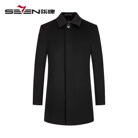 【含羊绒】柒牌毛呢外套男冬季厚款白鸭绒内胆可拆中长款翻领大衣图片
