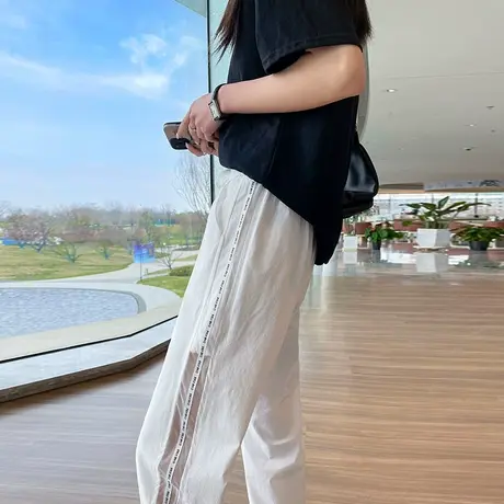 冰丝速干运动裤女夏季薄款卫裤网纱八分哈伦宽松束脚九分休闲裤子商品大图